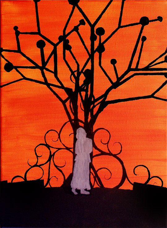 'Beauty Tree' Stencil Art on Canvas by 26PM