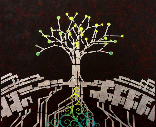 'Tree' Stencil Art on Canvas by 26PM